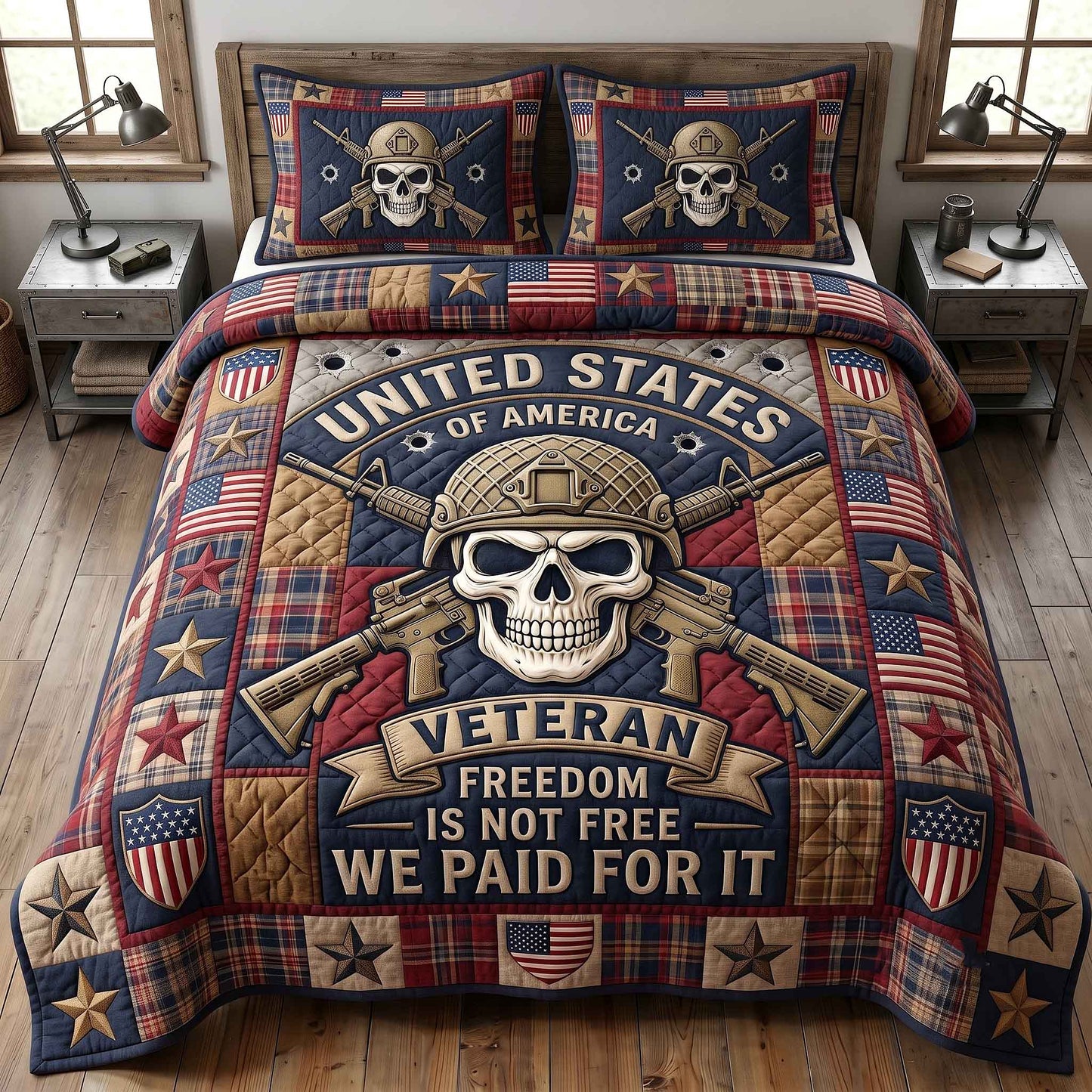 US Veteran 3-Piece Quilted Bedding Set GFTOTP20498