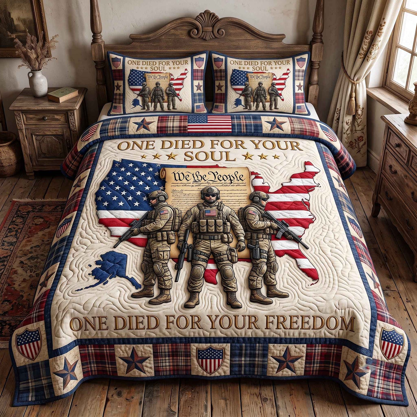 US Veteran 3-Piece Quilted Bedding Set GFTOTP20500