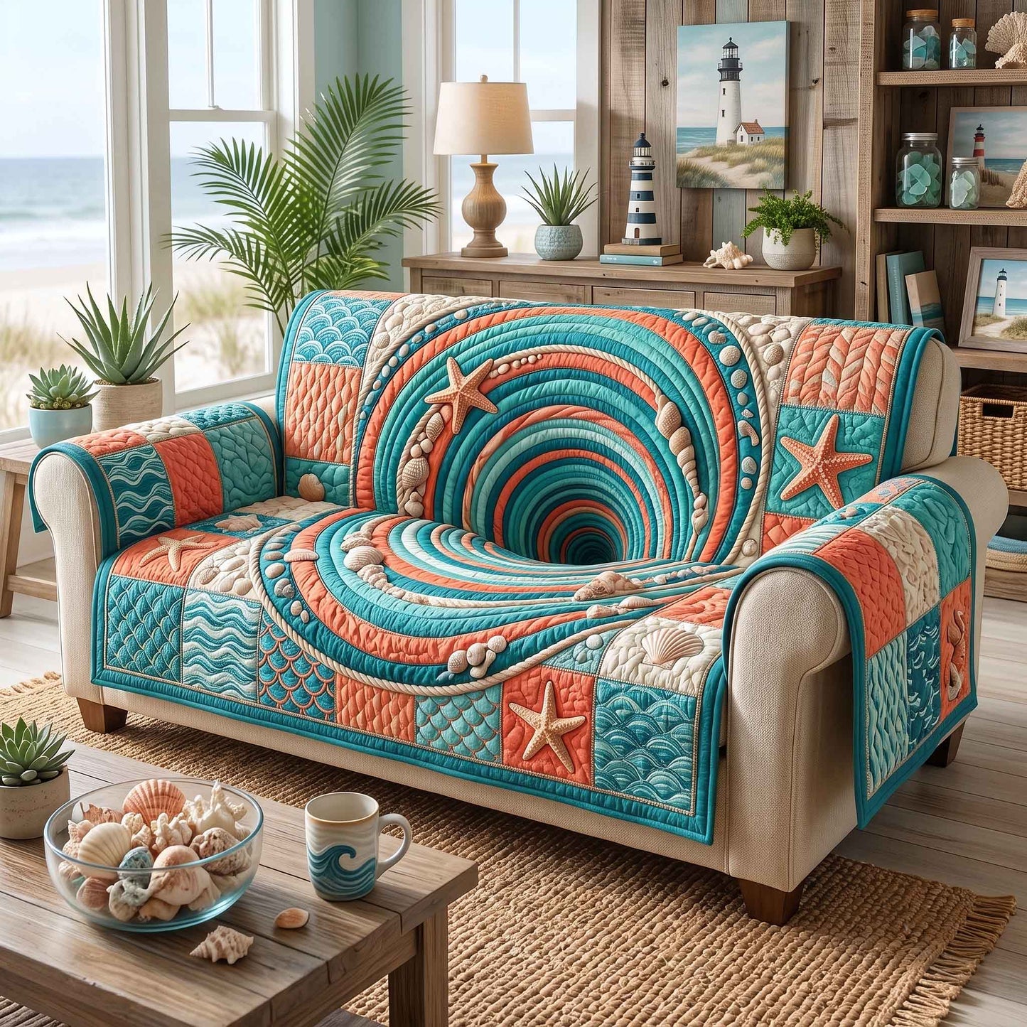 Coastal Whisper Quilted Sofa Cover GFTOTP20505