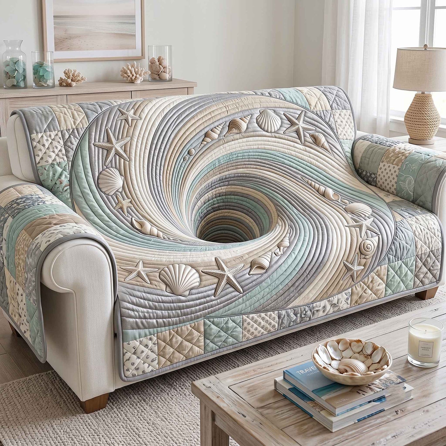 Coastal Whisper Quilted Sofa Cover GFTOTP20506