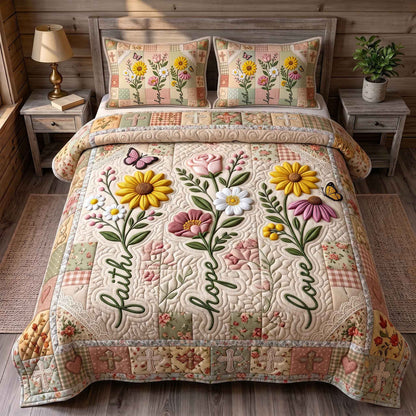 Faith Hope Love 3-Piece Quilted Bedding Set GFTOTP20593