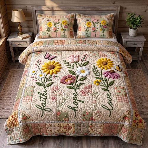 Faith Hope Love 3-Piece Quilted Bedding Set GFTOTP20593