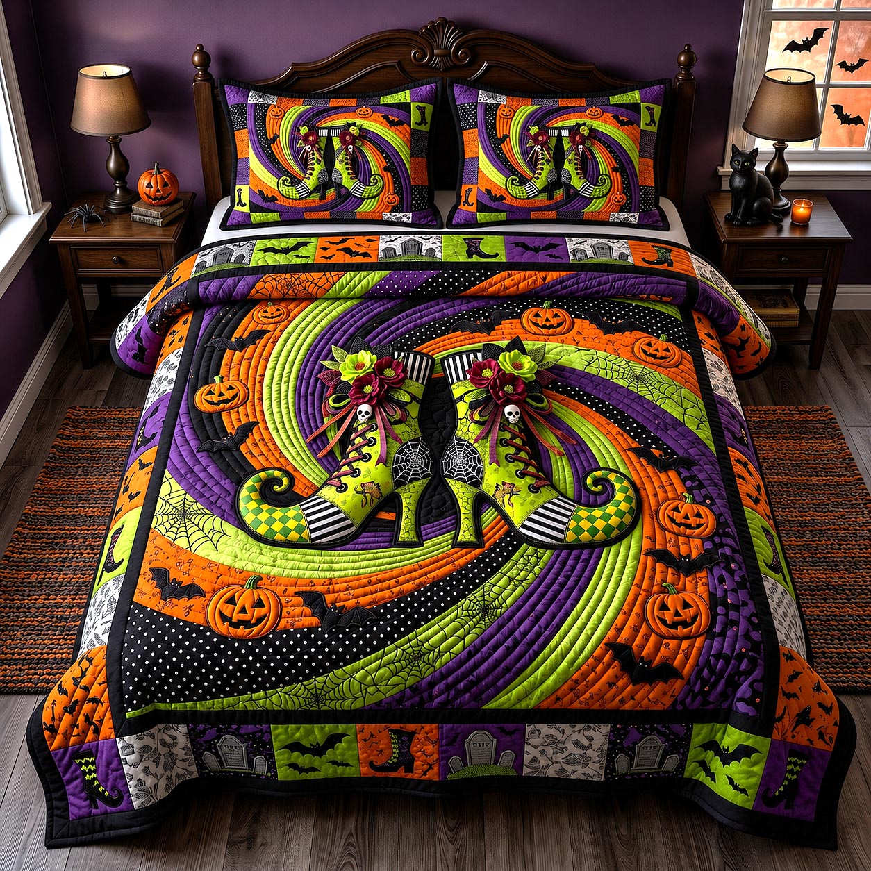 Wicked Magical Boots 3-Piece Quilted Bedding Set GFTOTP20603