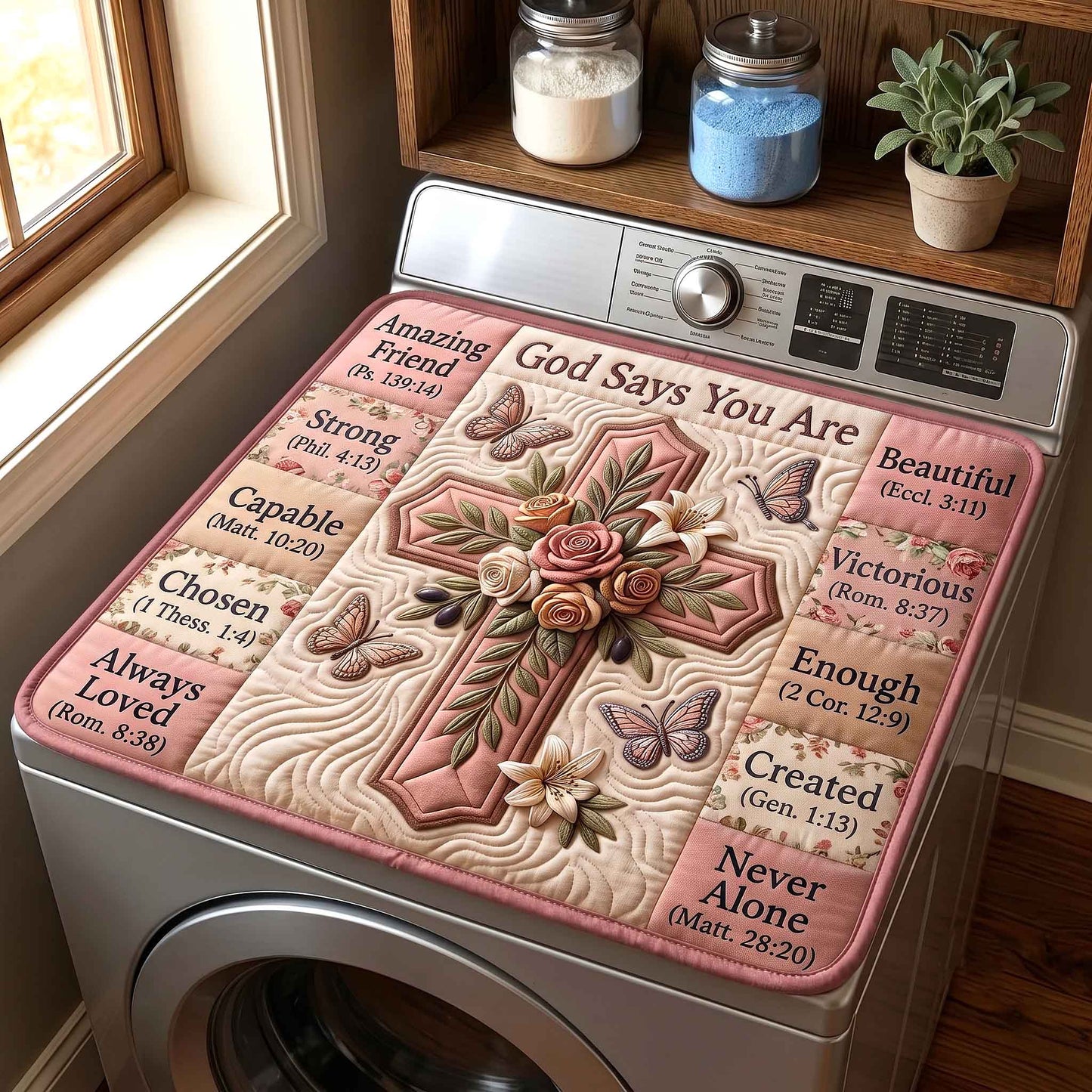 Floral Bible Quilted Washer and Dryer Cover GFTOTP20691C2
