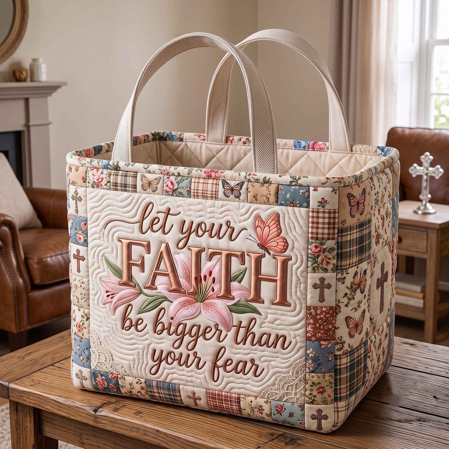 Floral Bible Quilted Storage Basket GFTOTP20694