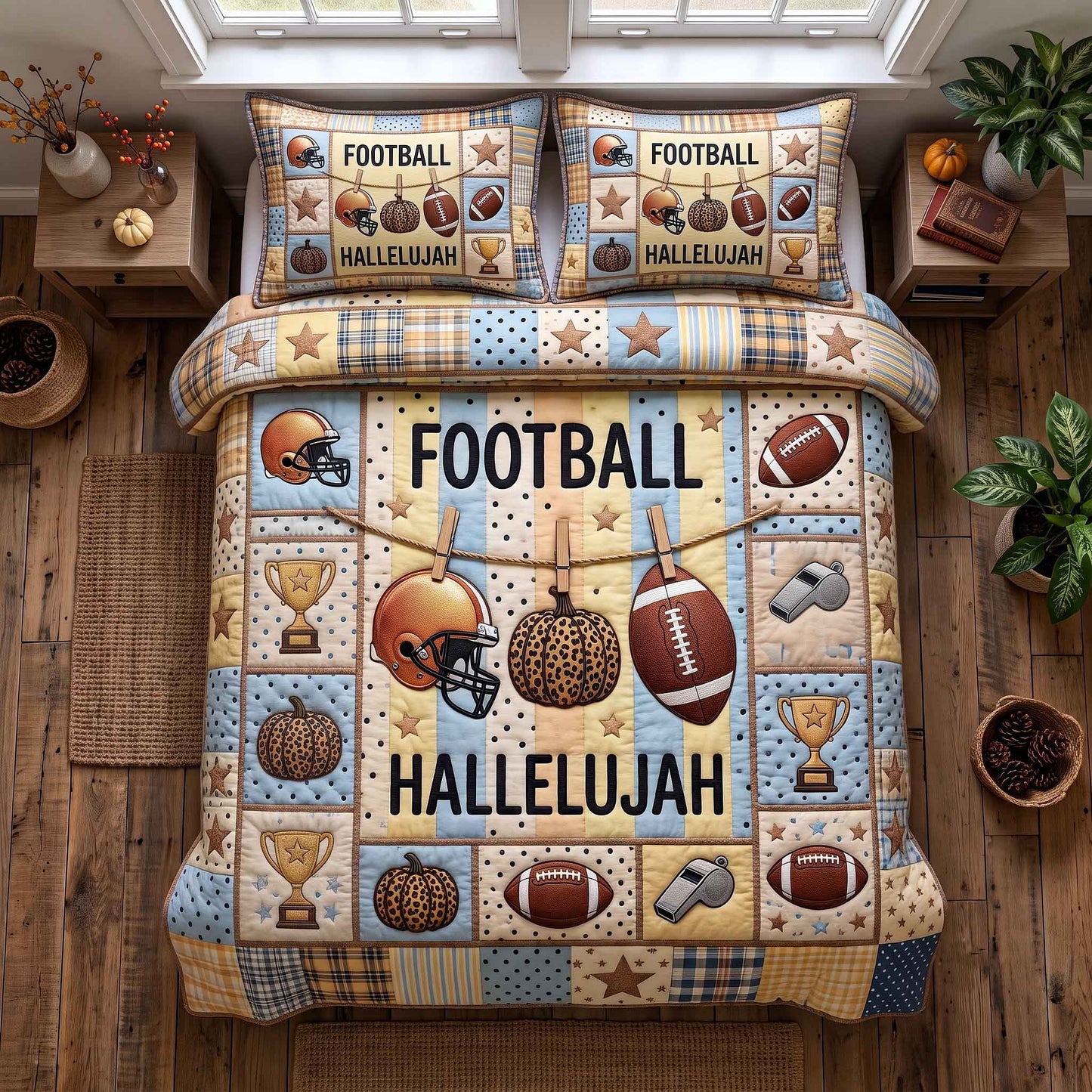 Football Hallelujah 3-Piece Quilted Bedding Set GFTOTP20695