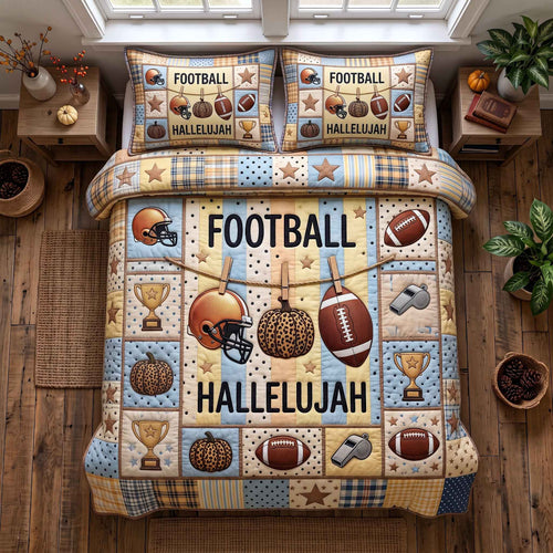 Football Hallelujah 3-Piece Quilted Bedding Set GFTOTP20695