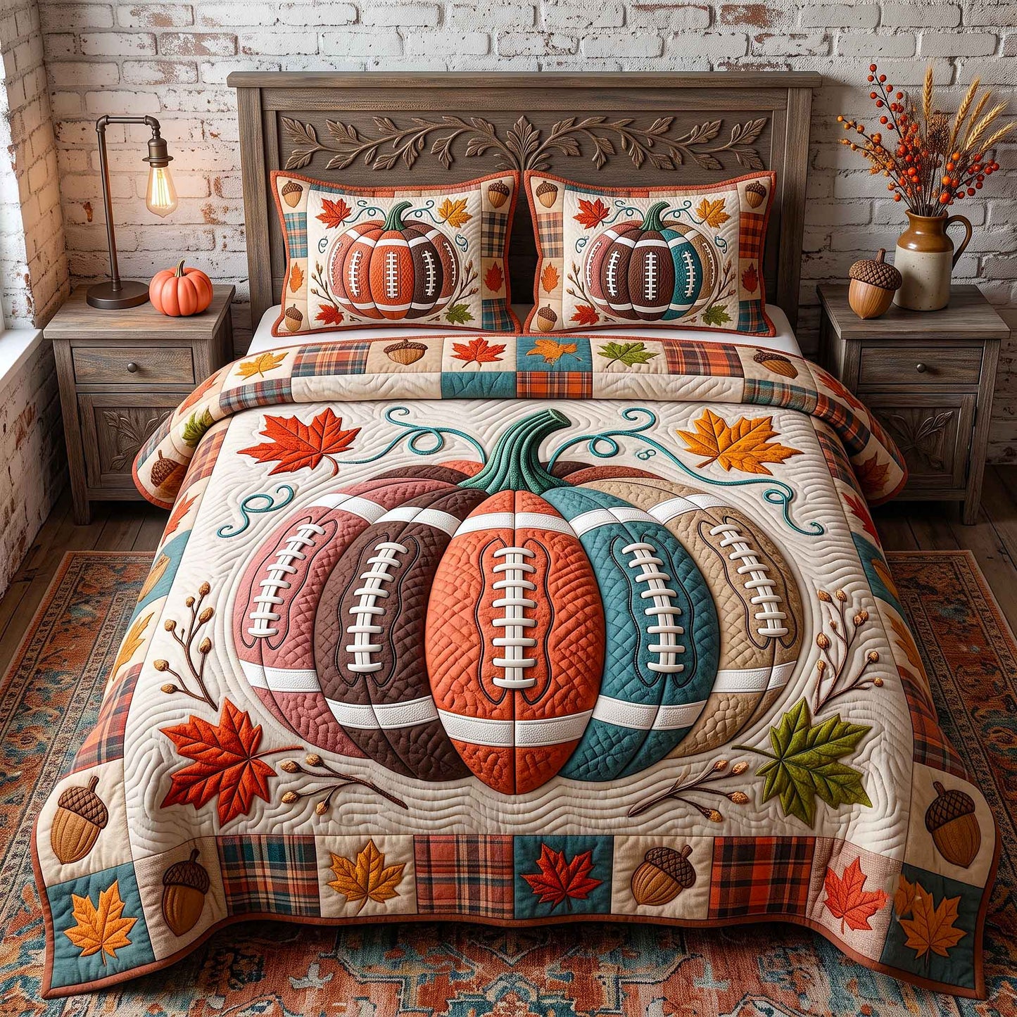 Autumn Gridiron 3-Piece Quilted Bedding Set GFTOTP20700