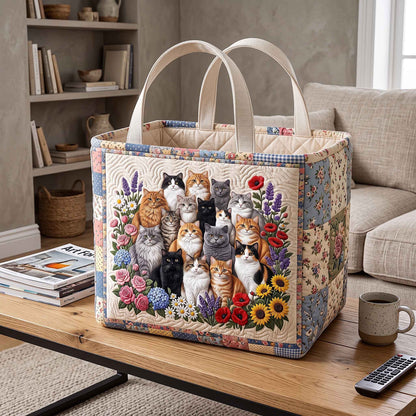 Blooming Cats Quilted Storage Basket GFTOTP20737