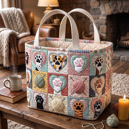 Pawprint Charm Quilted Storage Basket GFTOTP20741