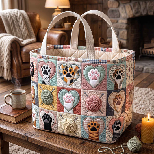 Pawprint Charm Quilted Storage Basket GFTOTP20741