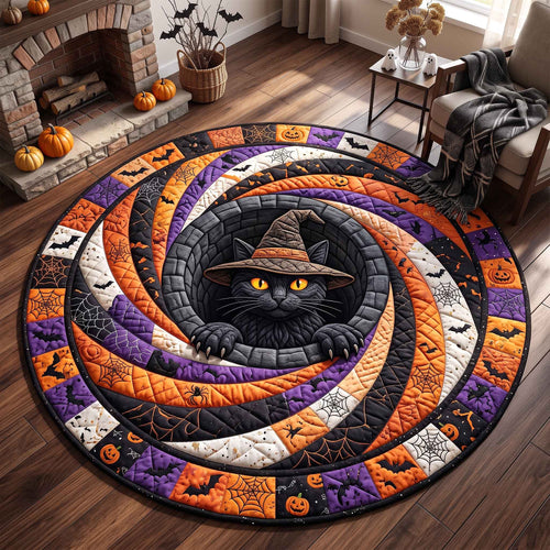 Midnight Black Cat Quilted Round Mat GFTOTP20790