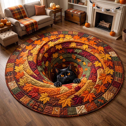 Maple Black Cat Quilted Round Mat GFTOTP20791