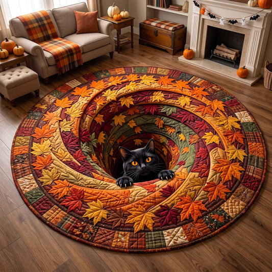 Maple Black Cat Quilted Round Mat GFTOTP20791