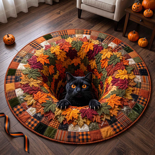 Maple Black Cat Quilted Round Mat GFTOTP20793
