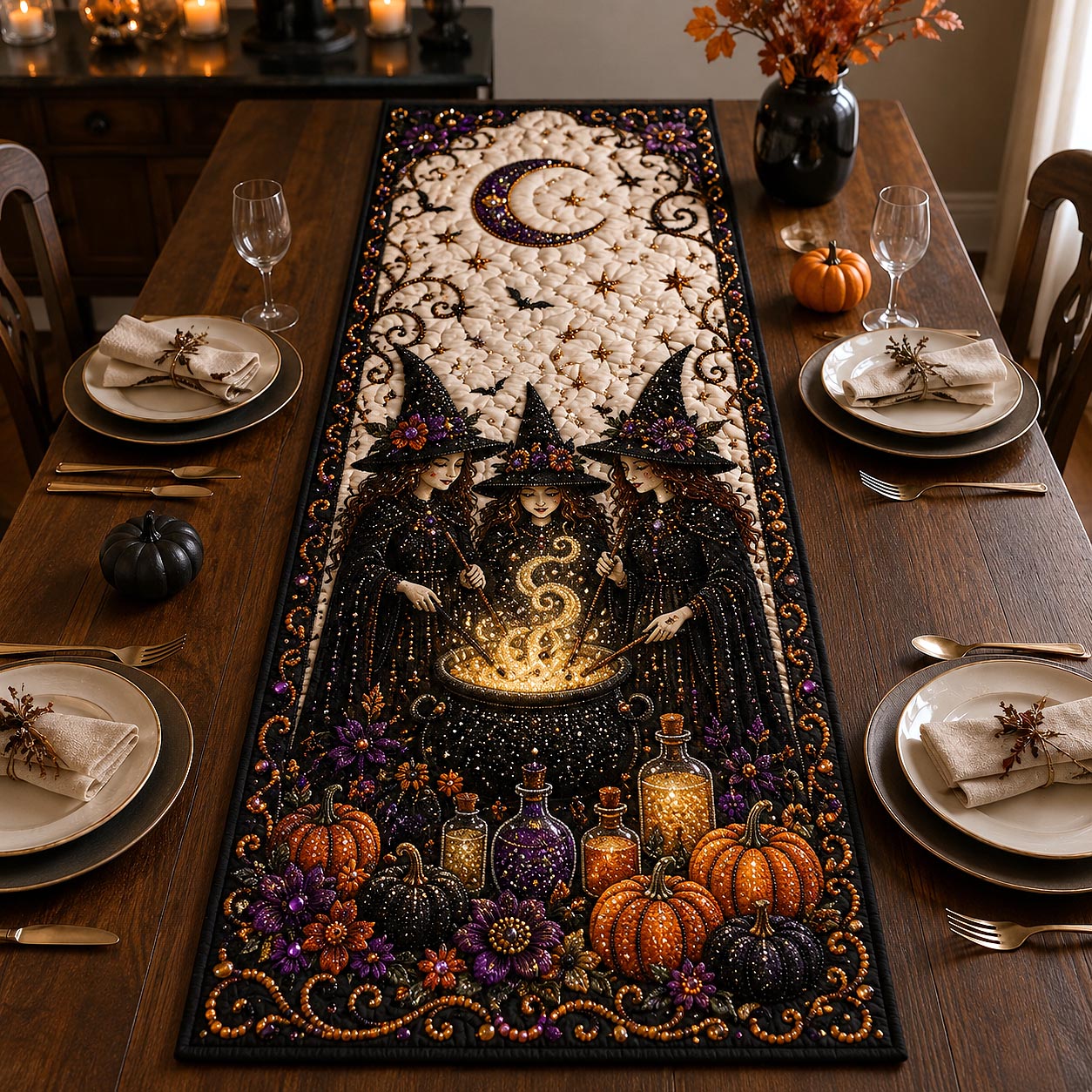 Shimmering Halloween Quilted Table Runner GFTOTP20801