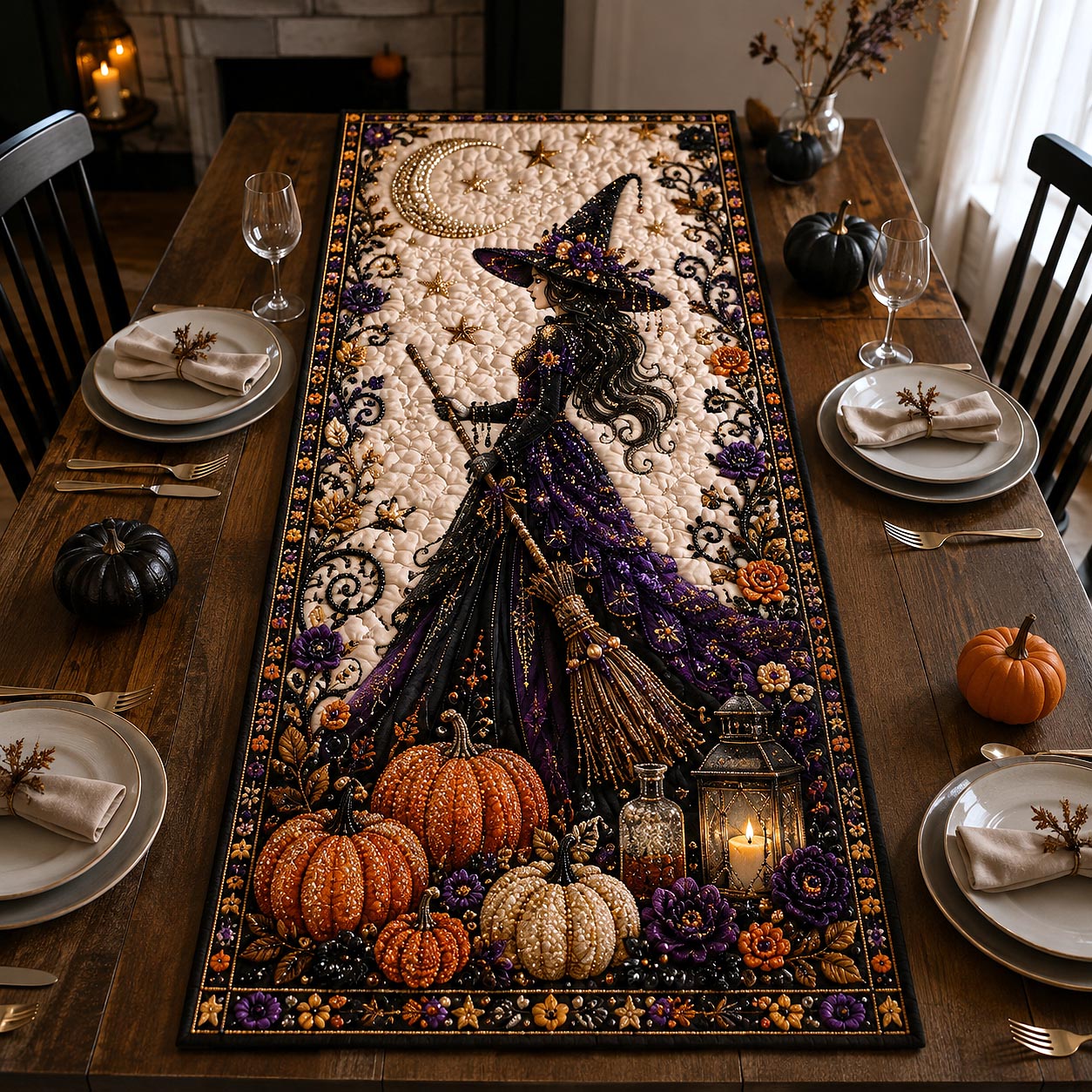 Shimmering Halloween Quilted Table Runner GFTOTP20802
