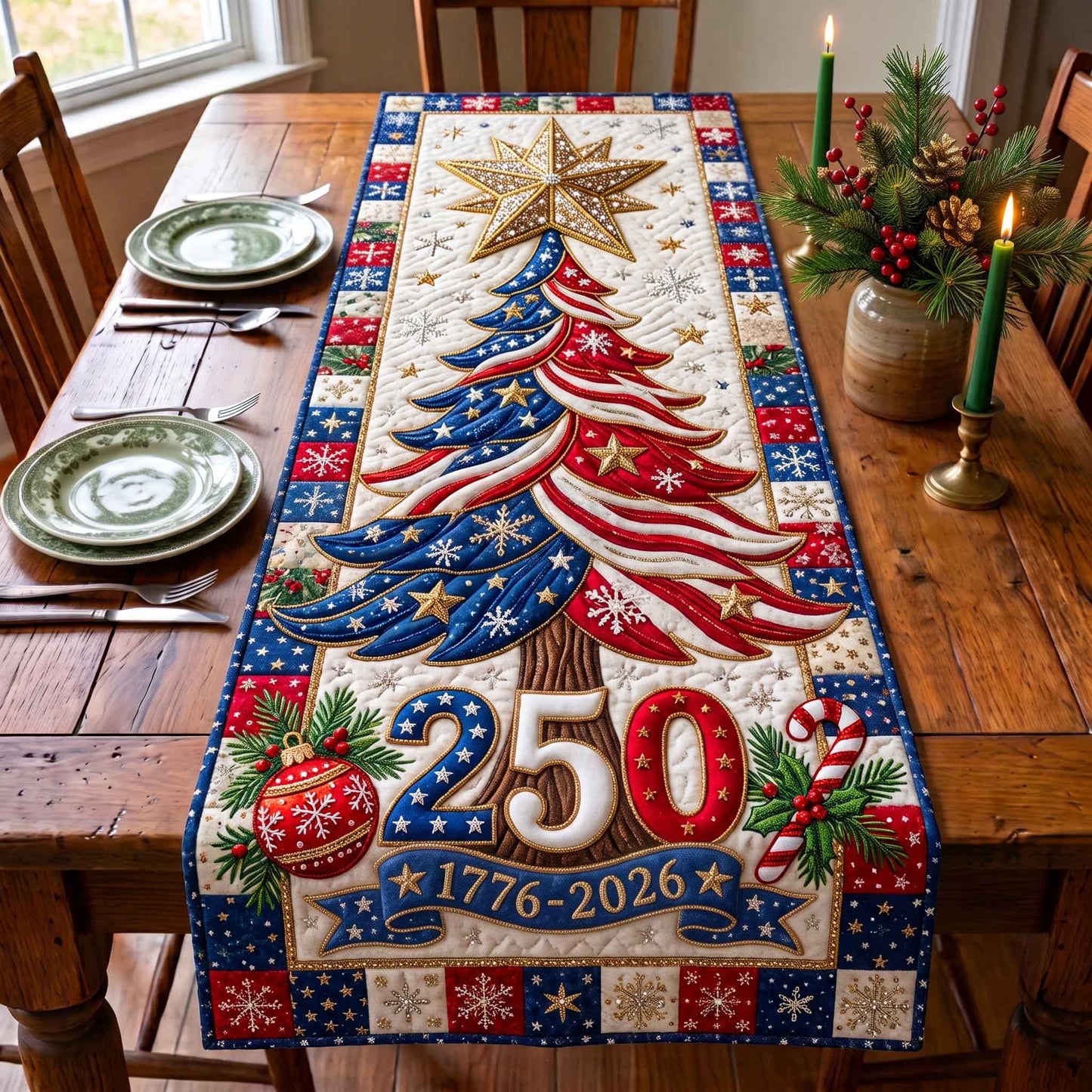 Liberty Evergreen Quilted Table Runner GFTOTP20826
