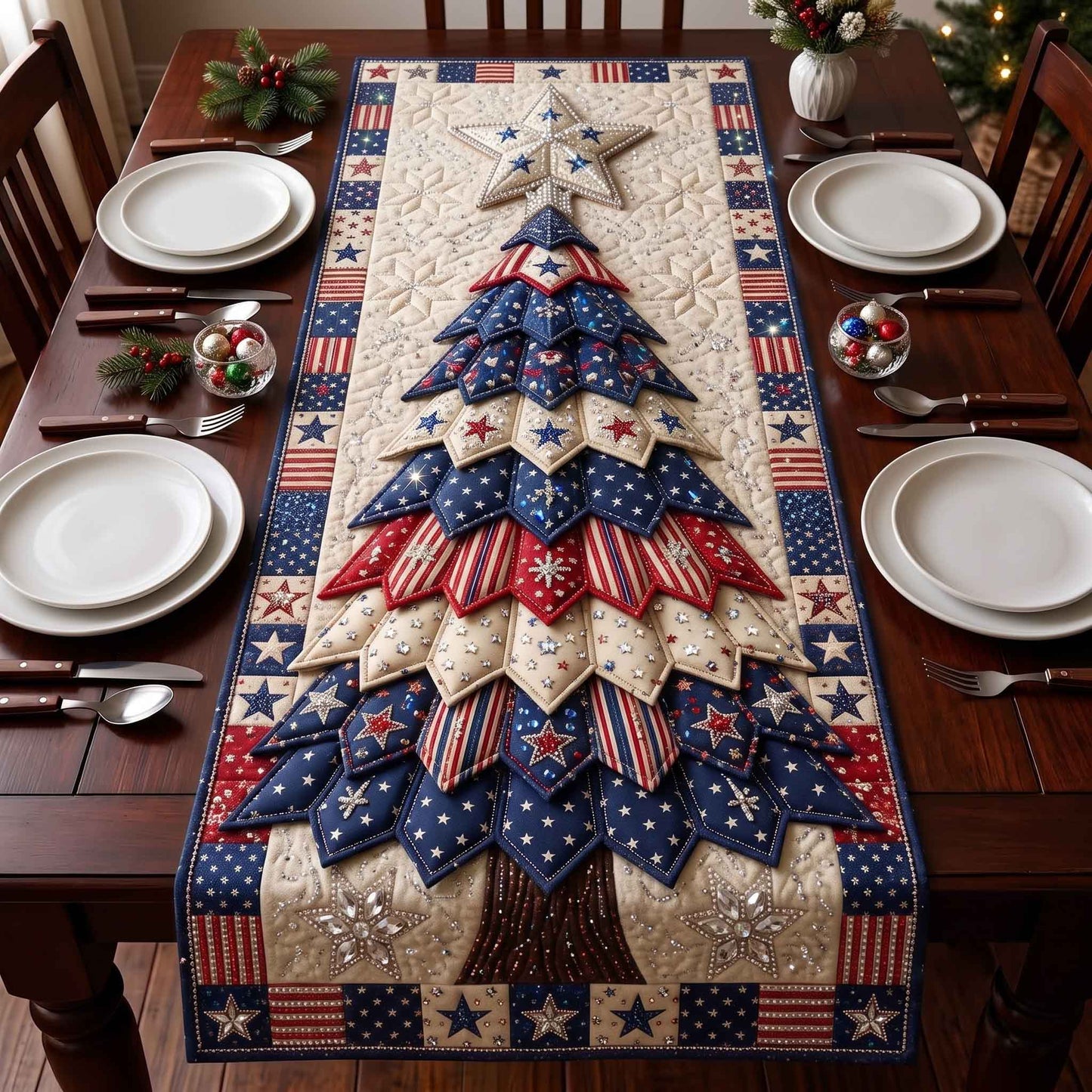 Liberty Evergreen Quilted Table Runner GFTOTP20828