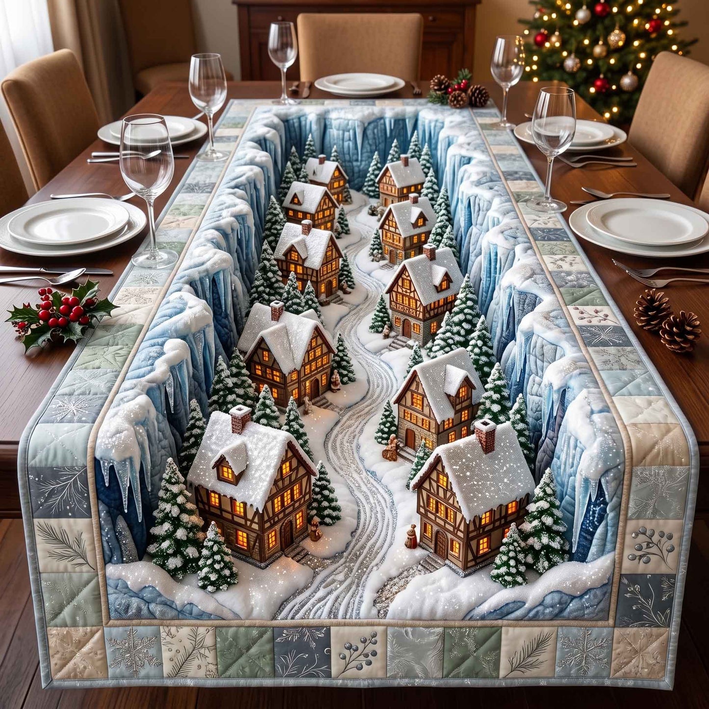 Christmas Lane Quilted Table Runner GFTOTP20831