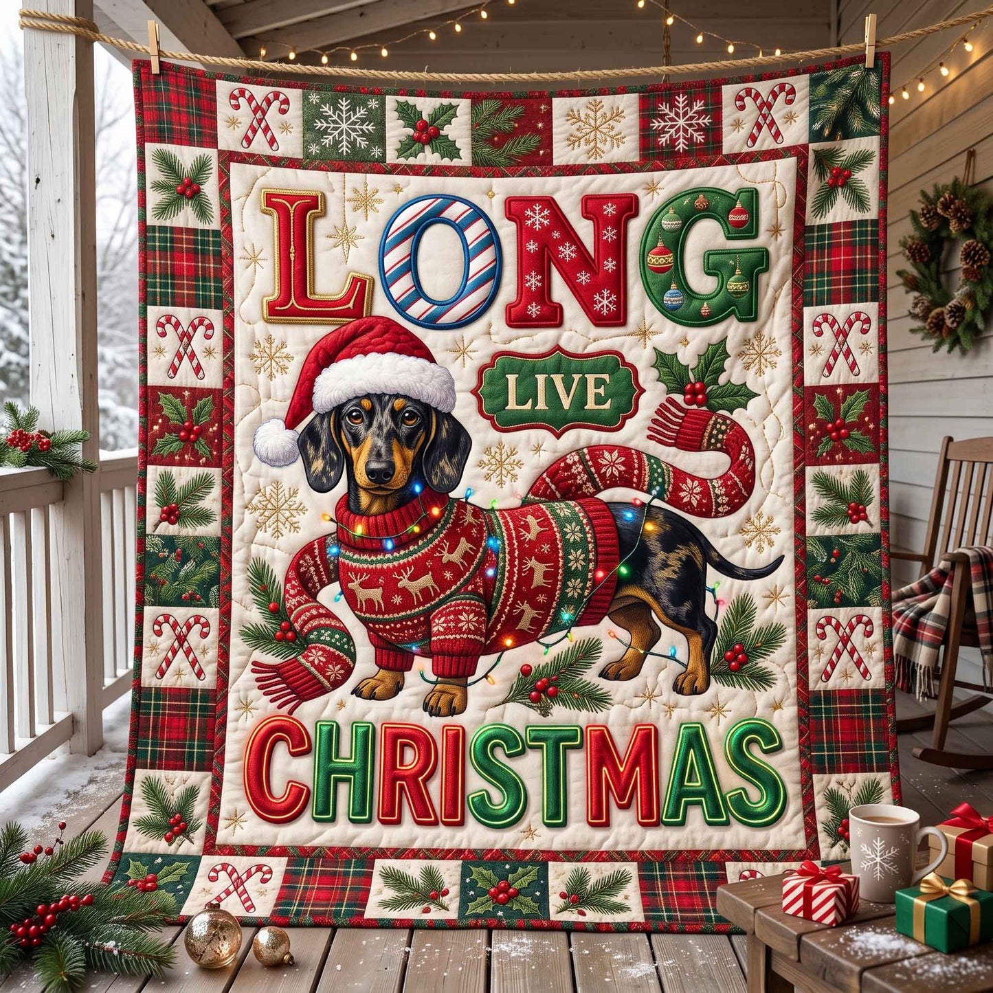 Holiday Wiener Quilted Blanket GFTOTP20860