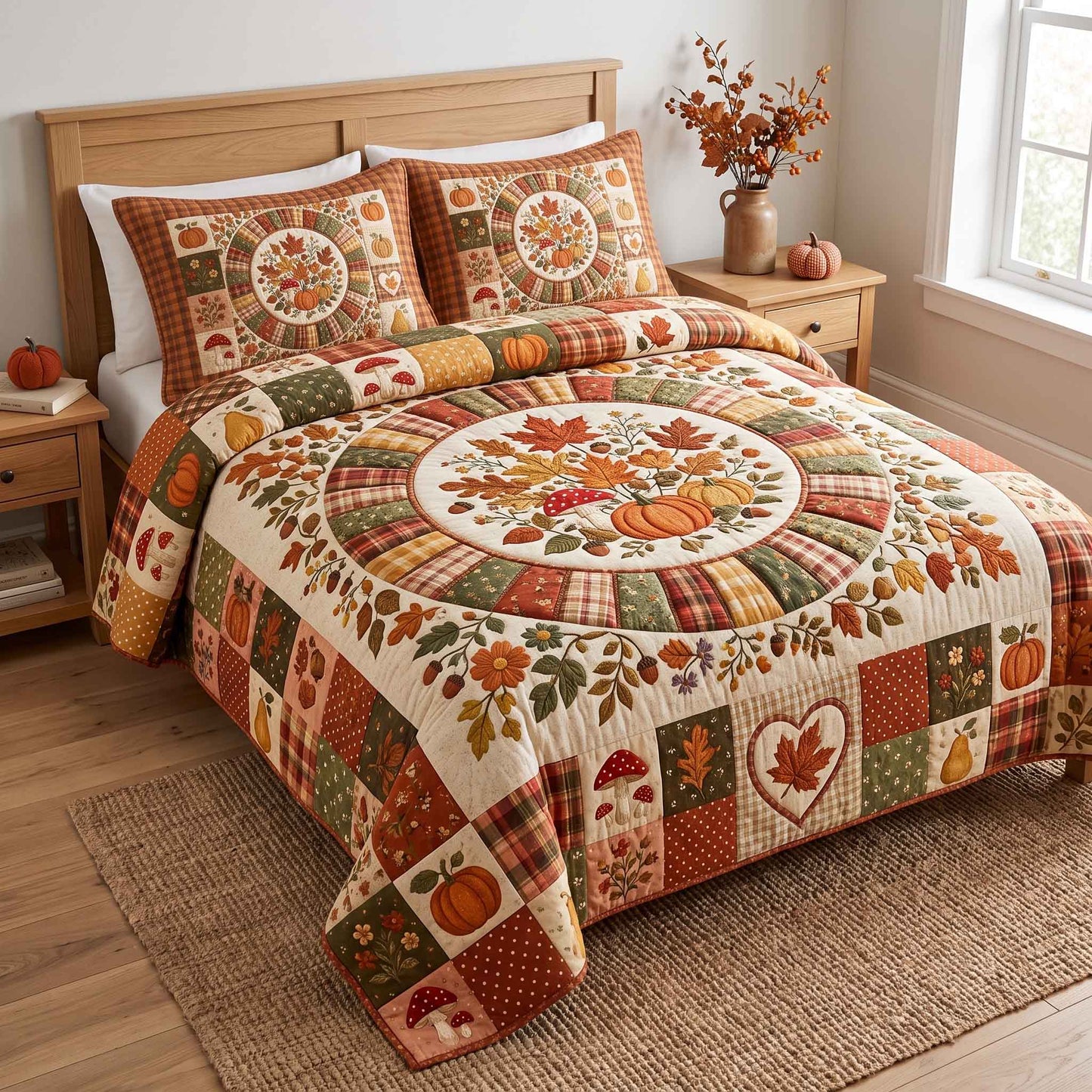 Patchwork Autumn Bliss 3-Piece Quilted Bedding Set GFTOTP20866