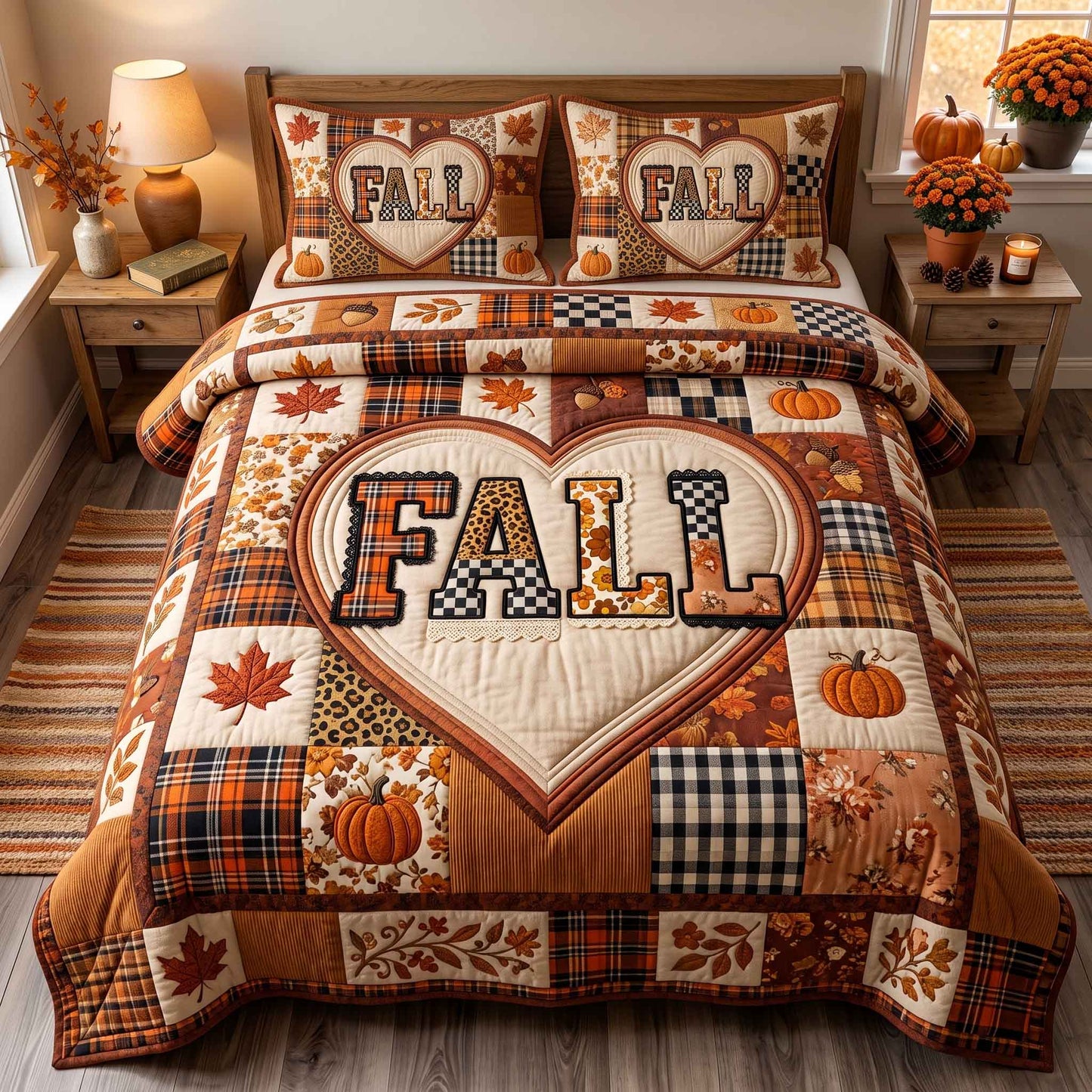 Patchwork Autumn Bliss 3-Piece Quilted Bedding Set GFTOTP20869