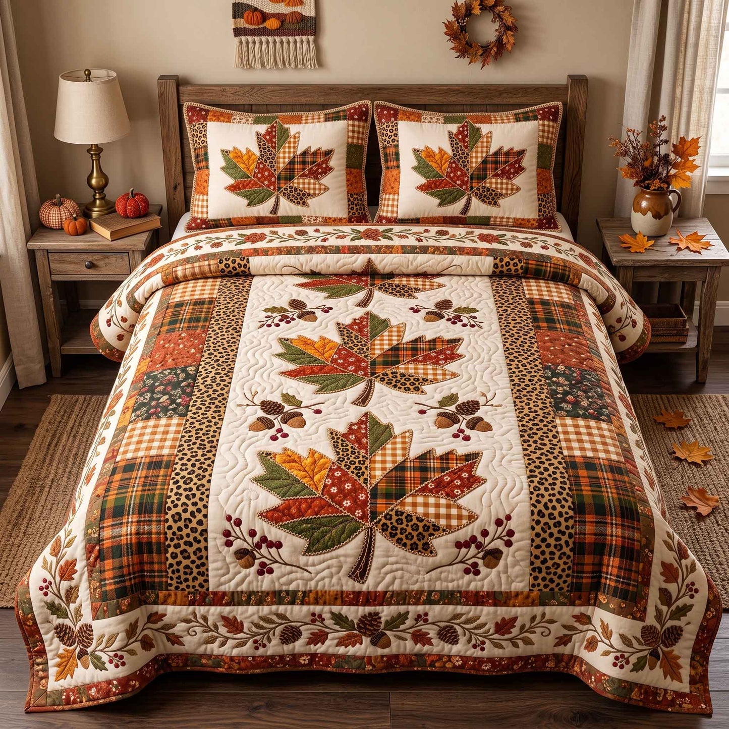 Patchwork Autumn Bliss 3-Piece Quilted Bedding Set GFTOTP20870