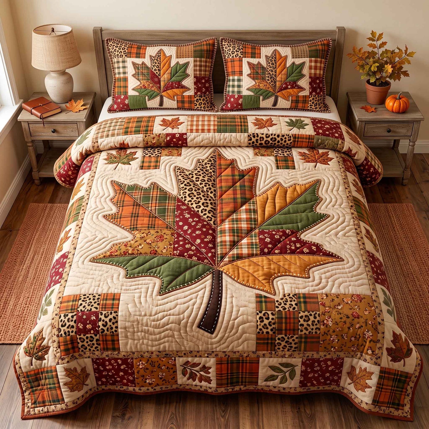 Patchwork Autumn Bliss 3-Piece Quilted Bedding Set GFTOTP20871