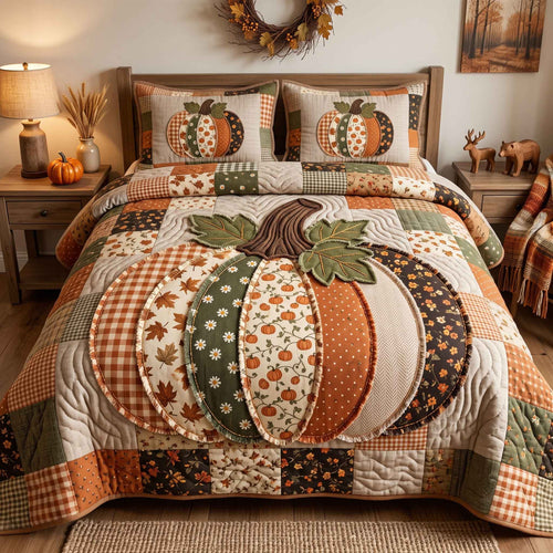 Patchwork Pumpkin Patch 3-Piece Quilted Bedding Set GFTOTP20872