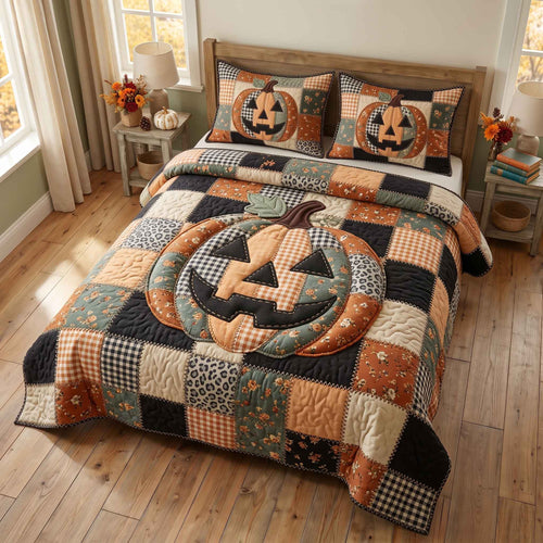 Patchwork Pumpkin Patch 3-Piece Quilted Bedding Set GFTOTP20873