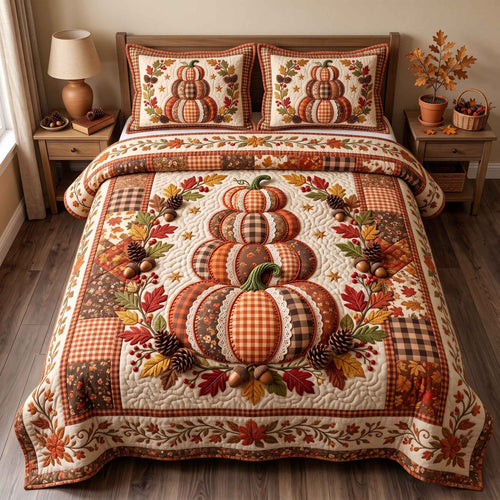 Patchwork Pumpkin Patch 3-Piece Quilted Bedding Set GFTOTP20877