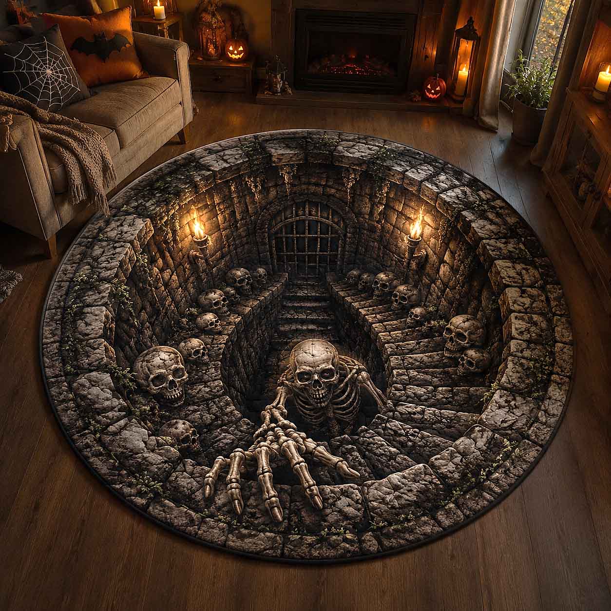 Skeleton Nightmare Quilted Round Mat GFTOTP20884