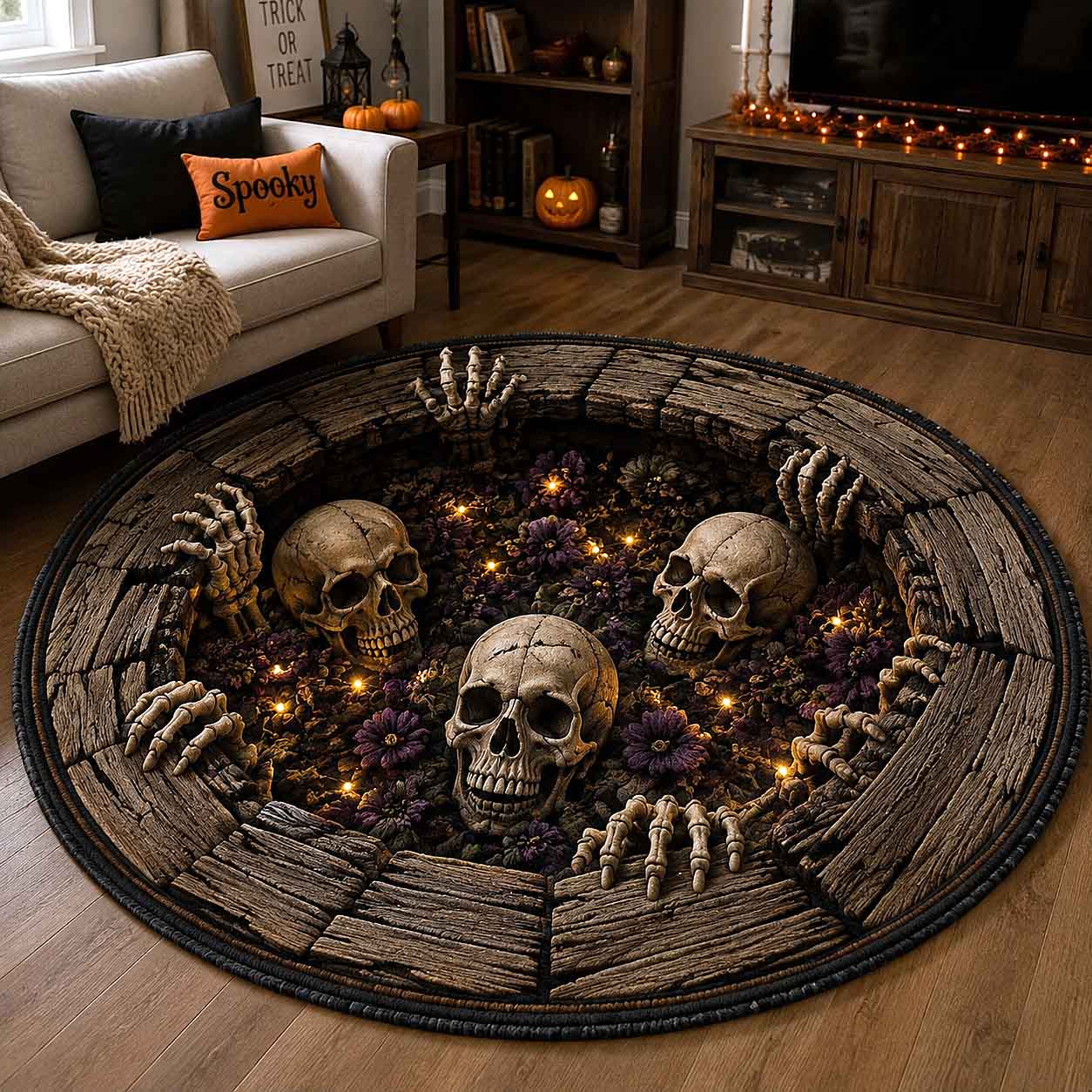 Skeleton Nightmare Quilted Round Mat GFTOTP20888