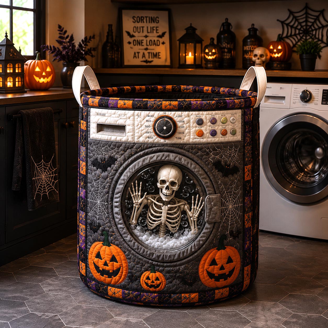 Skeleton Nightmare Quilted Laundry Basket GFTOTP20909