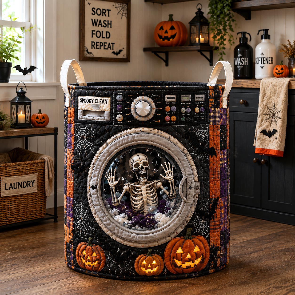 Skeleton Nightmare Quilted Laundry Basket GFTOTP20910
