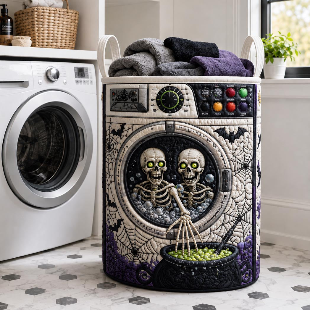 Skeleton Nightmare Quilted Laundry Basket GFTOTP20912