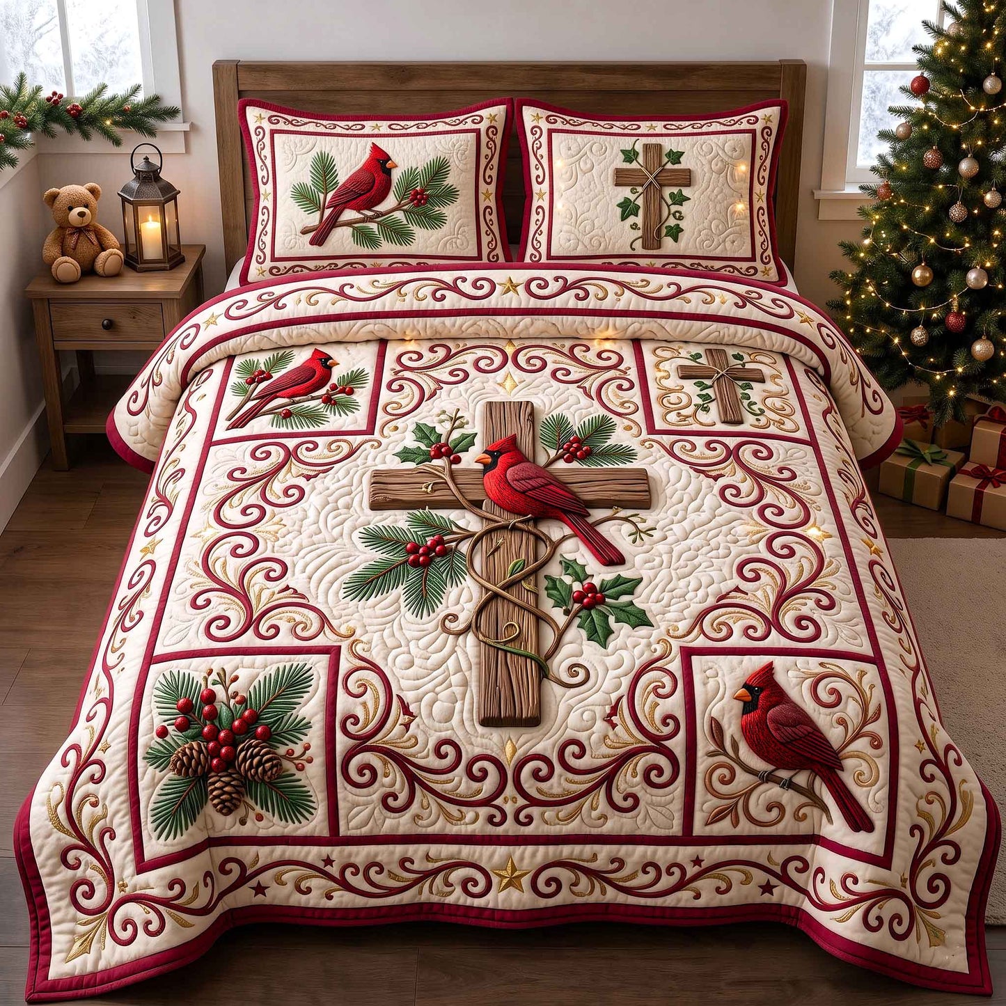 Cardinal Faith 3-Piece Quilted Bedding Set GFTOTP21048