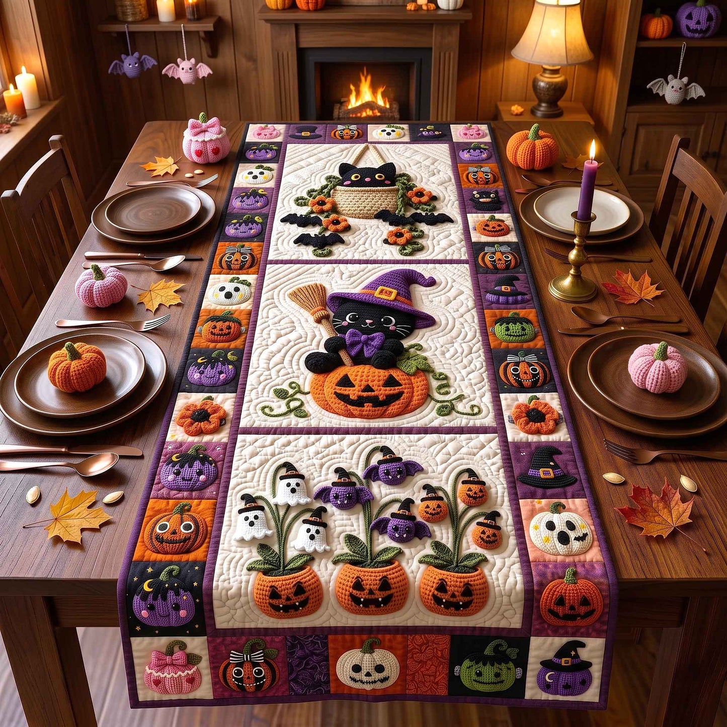 Spooky Crochet Quilted Table Runner GFTOTP21054