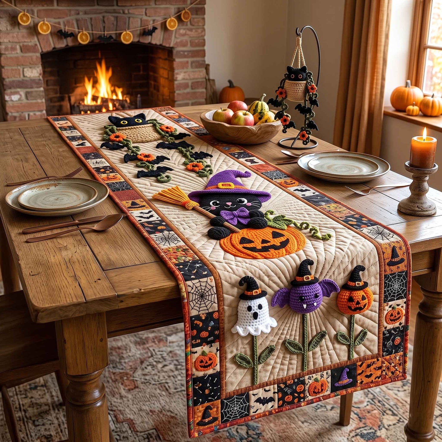 Spooky Crochet Quilted Table Runner GFTOTP21055