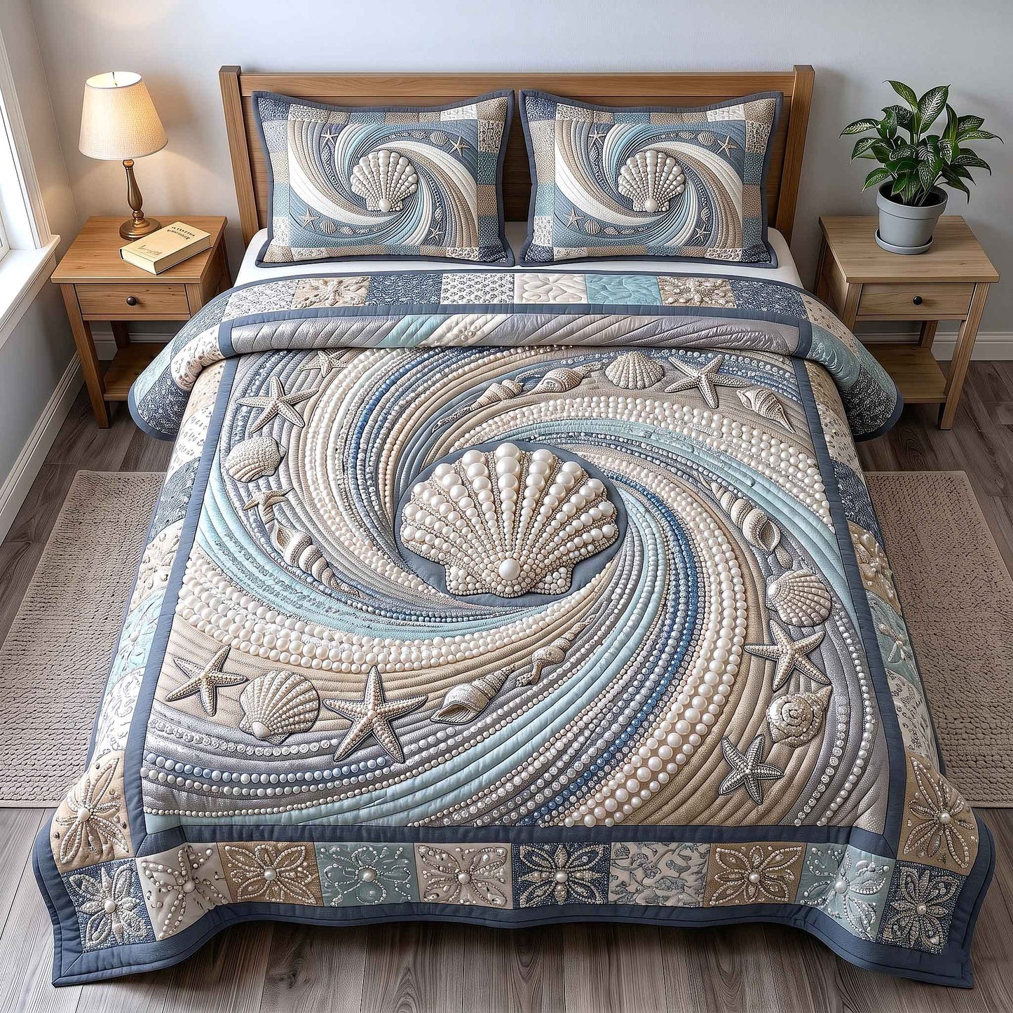 Pearl Coastal Whisper 3-Piece Quilted Bedding Set GFTOTP21061