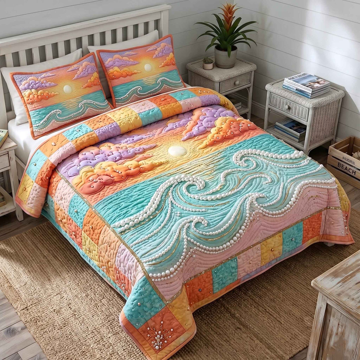 Pearl Coastal Whisper 3-Piece Quilted Bedding Set GFTOTP21062