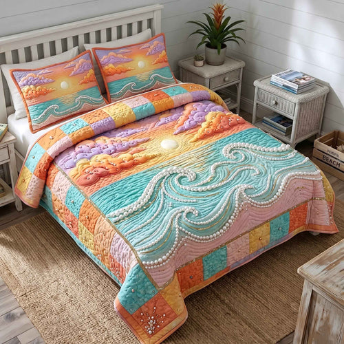 Pearl Coastal Whisper 3-Piece Quilted Bedding Set GFTOTP21062