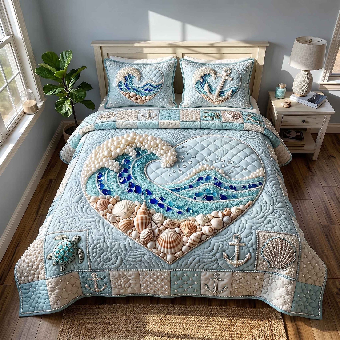 Pearl Coastal Whisper 3-Piece Quilted Bedding Set GFTOTP21065