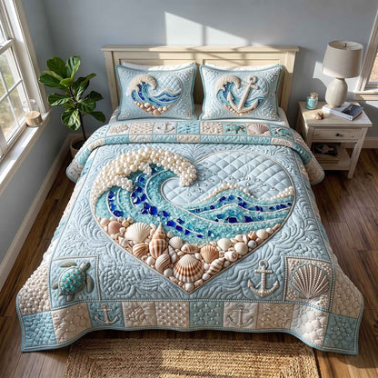 Pearl Coastal Whisper 3-Piece Quilted Bedding Set GFTOTP21065