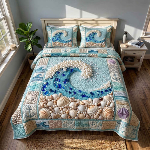 Pearl Coastal Whisper 3-Piece Quilted Bedding Set GFTOTP21066
