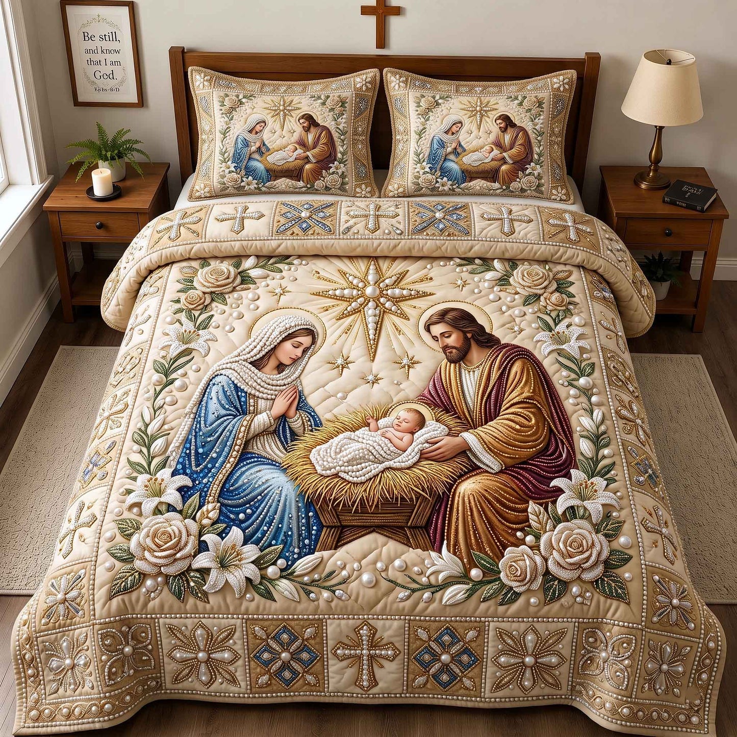 Pearl Christmas Miracle 3-Piece Quilted Bedding Set GFTOTP21069