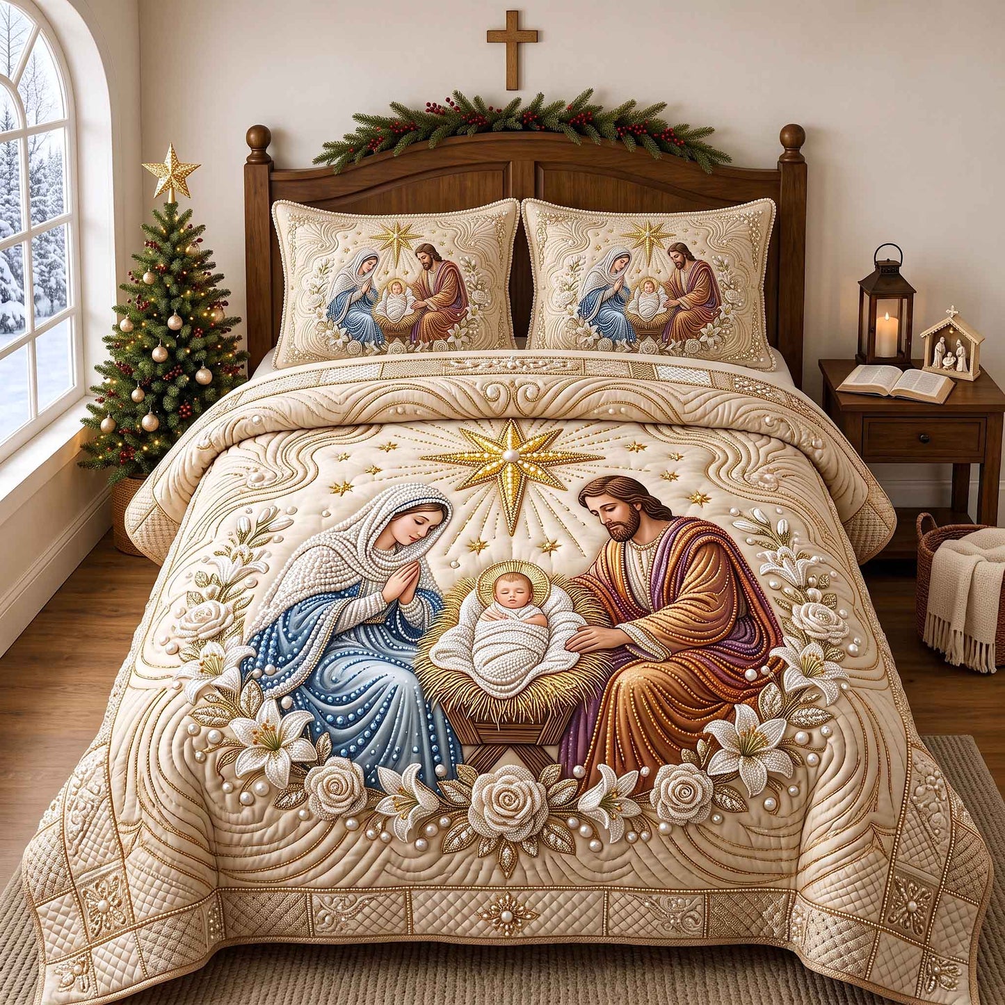 Pearl Christmas Miracle 3-Piece Quilted Bedding Set GFTOTP21070