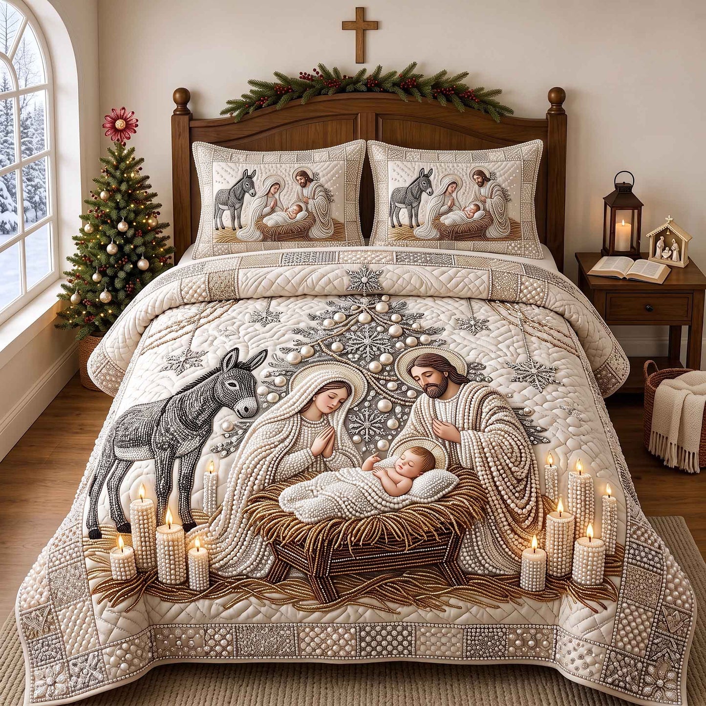 Pearl Christmas Miracle 3-Piece Quilted Bedding Set GFTOTP21071