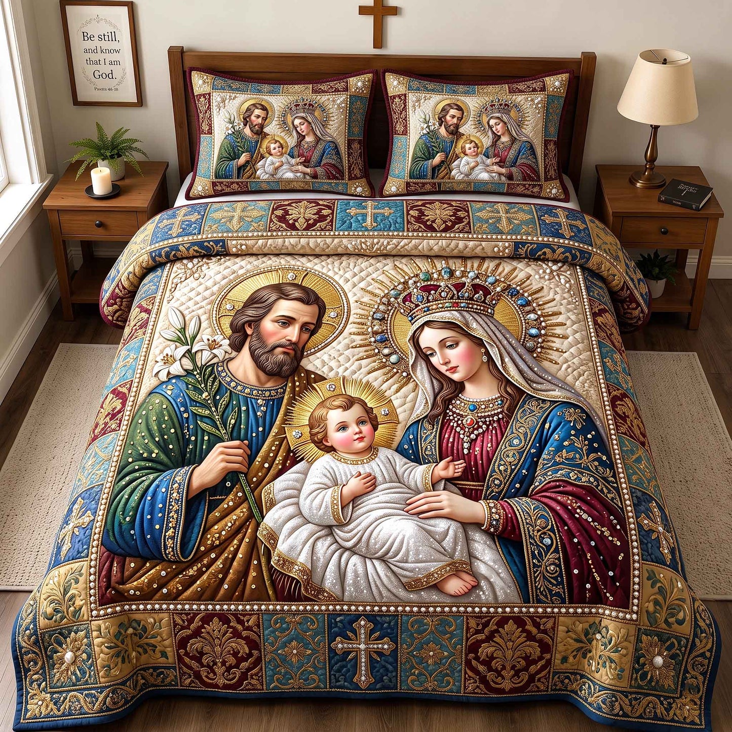 Pearl Holy Family 3-Piece Quilted Bedding Set GFTOTP21072